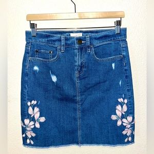 Loft Denim skirt with Embroidered flowers